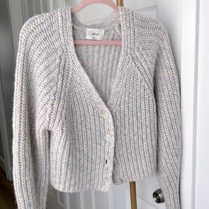 Aritzia Wilfred Pastel Speckled Knit Cardigan - Cream with Multicolor Flecks